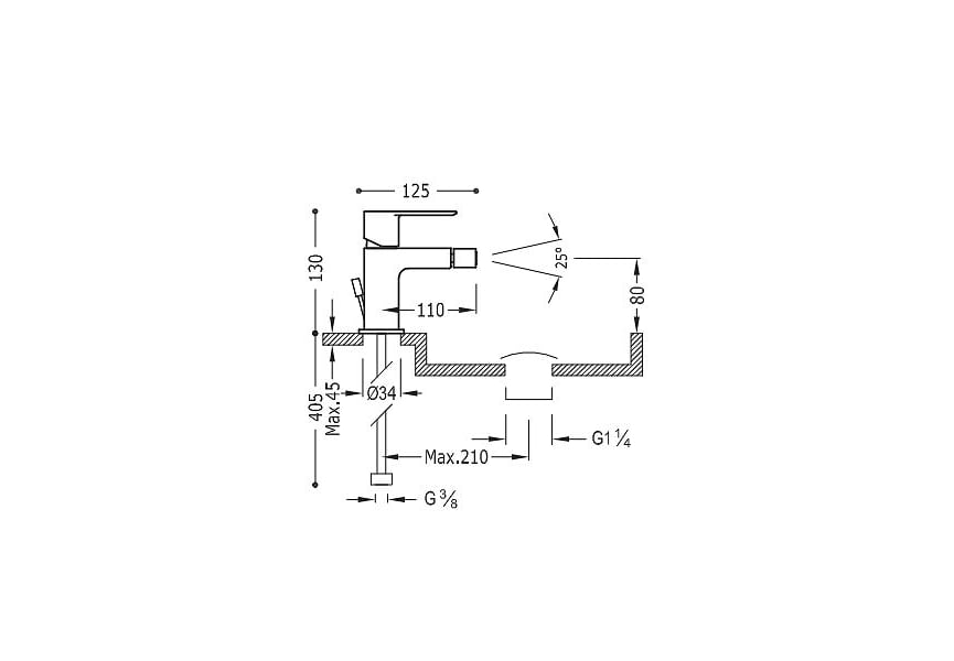 Robinet de bidet Loft Tres croquis 1