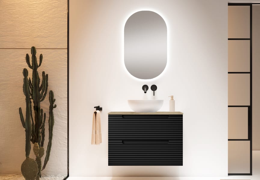 Meuble de salle de bains avec plan de toilette hydrofuge Chêne Costa Kyoto Viso principal 2