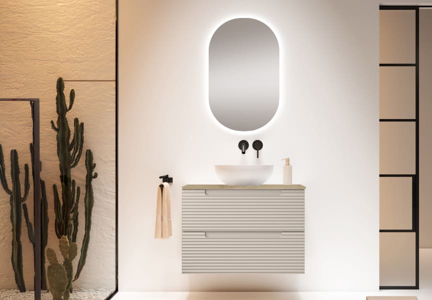 Meuble de salle de bains avec plan de toilette hydrofuge Chêne Costa Kyoto Viso principal 7