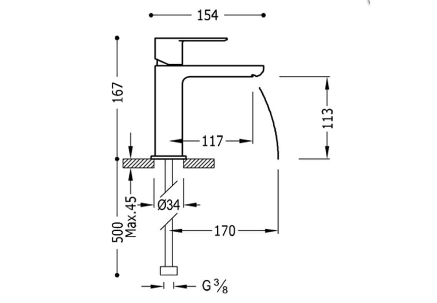 Loft Tres robinetterie de lavabo + ensemble de douche encastrée croquis 4
