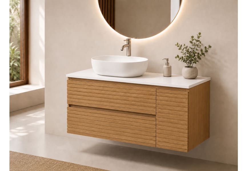 Meuble de salle de bains Alpes 21 Bruntec avec plan de toilette Solid Surface blanc principal 1