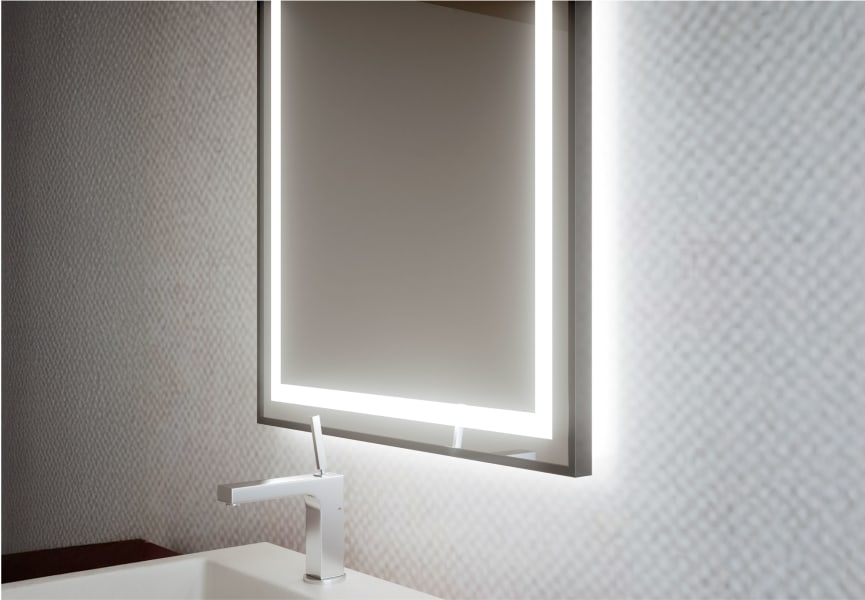 Miroir de salle de bain avec éclairage LED Camelot de Bruntec détail 3