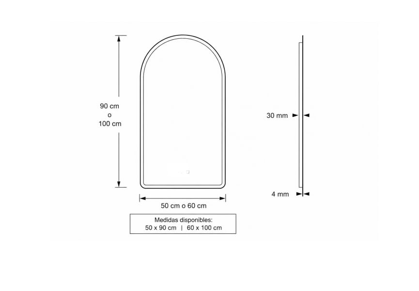Miroir de salle de bain avec éclairage LED Camelot Bruntec croquis 7