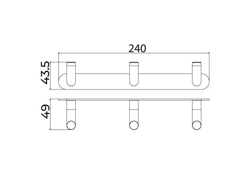 Triple Cintre de salle de bains Pure Medimex croquis 8