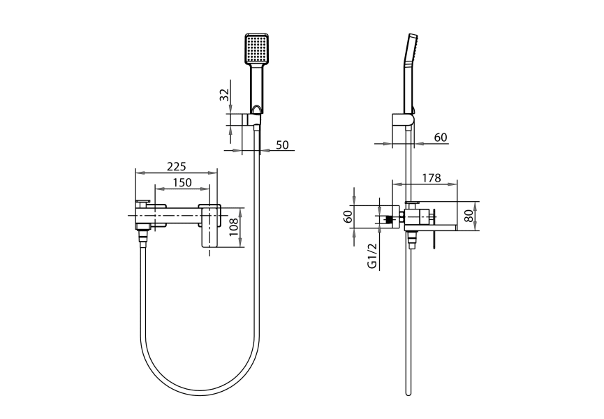 Robinet de baignoire Imex Pisa croquis 16