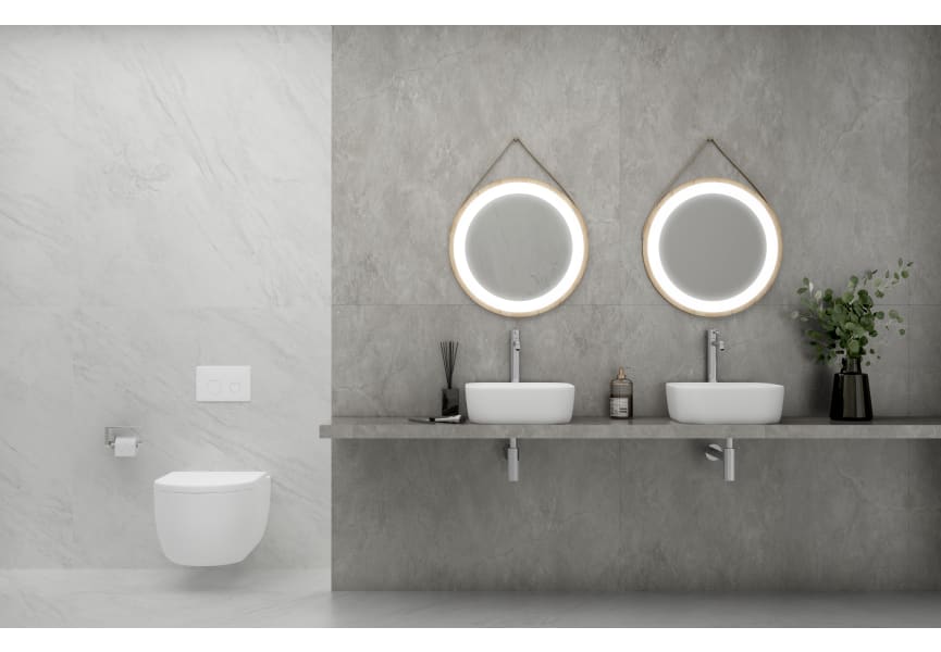 Miroir de salle de bain en avec éclairage LED Bamboo Bruntec principal 2