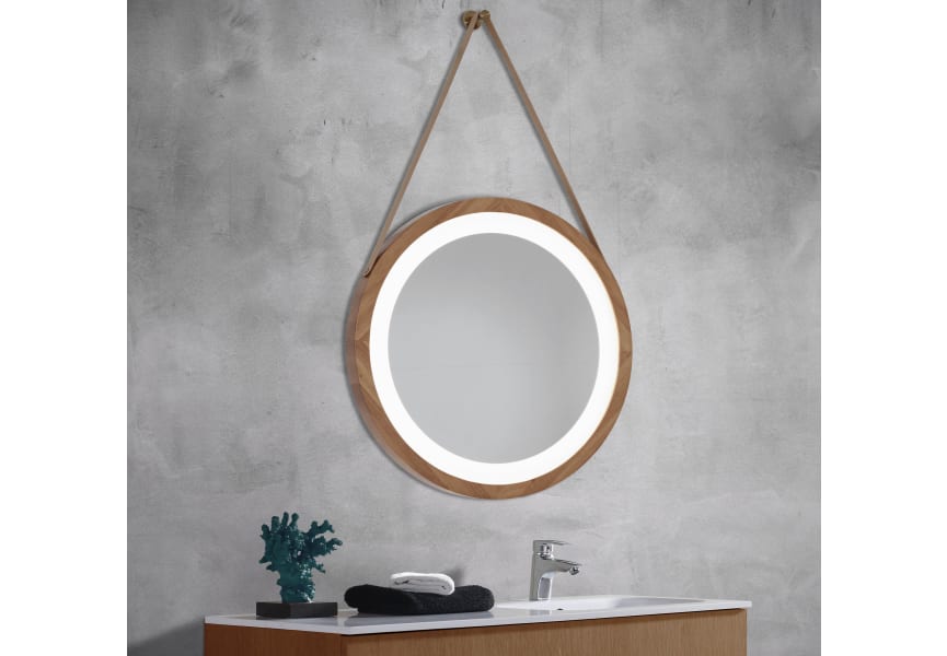 Miroir de salle de bain en avec éclairage LED Bamboo Bruntec principal 1