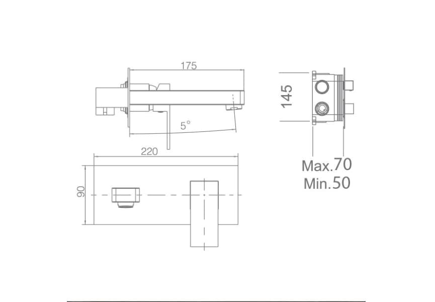 Robinetterie encastrée pour lavabo Suiza Imex croquis 6