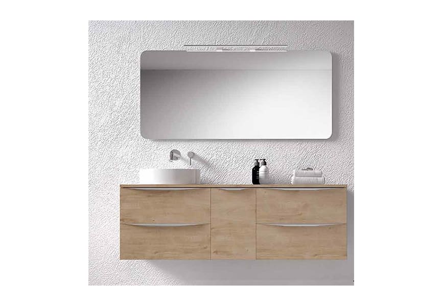 Coycama Landes meuble de salle de bain en bois avec plan de toilette en bois principal 1