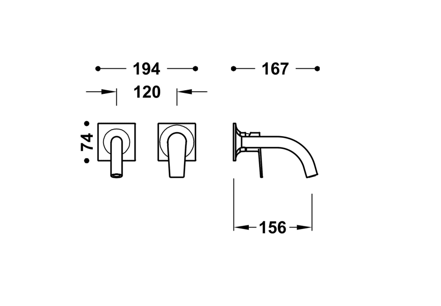 Mitigeur encastré de lavabo Project Tres croquis 13