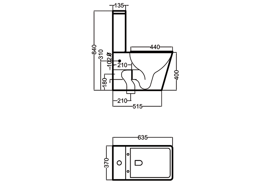 Pack WC + bidet Square Bruntec croquis 6