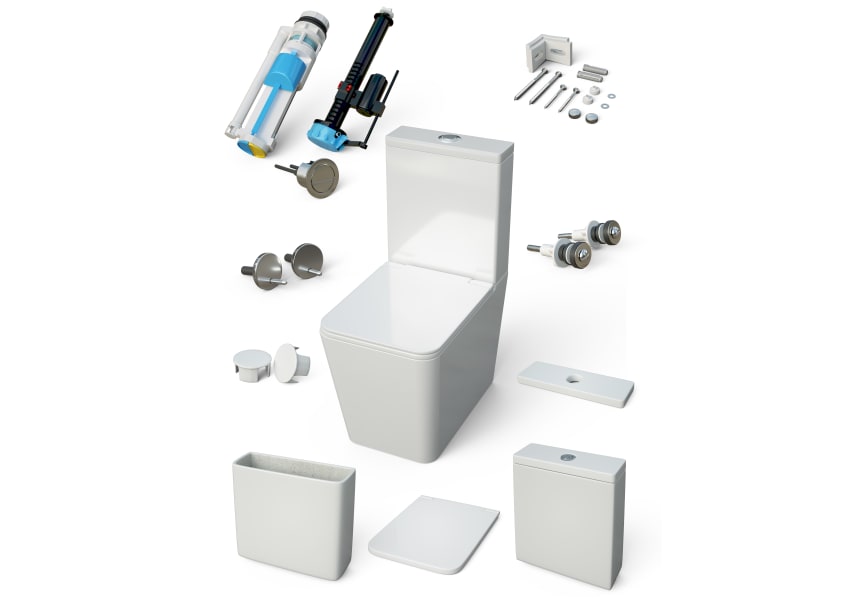 Ensemble toilette + bidet Bruntec Square détail 4