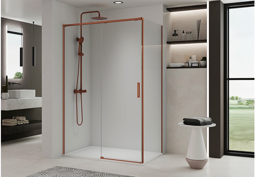 Paroi de douche angulaire coulissante sur mesure Aria Bruntec principal 6