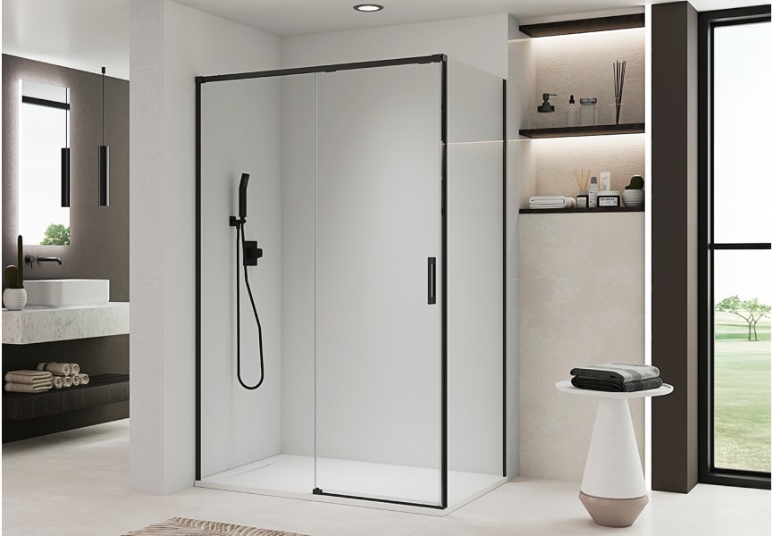 Paroi de douche angulaire coulissante sur mesure Aria Bruntec principal 1