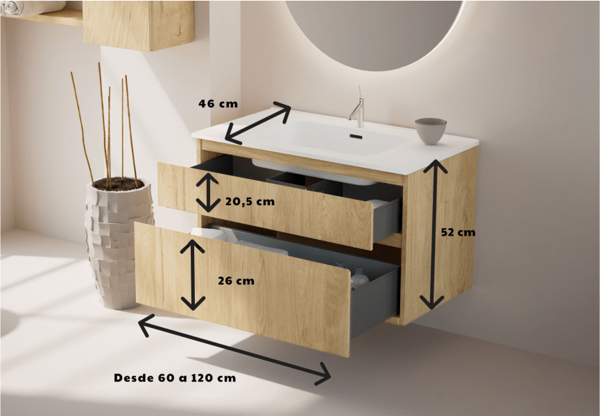 Ensemble de meuble de salle de bain en bois massif Alpes 17 Bruntec croquis 4
