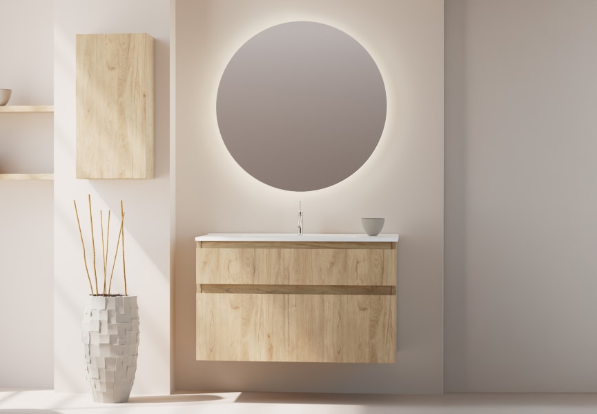 Ensemble de meuble de salle de bain en bois massif Alpes 17 Bruntec principal 1