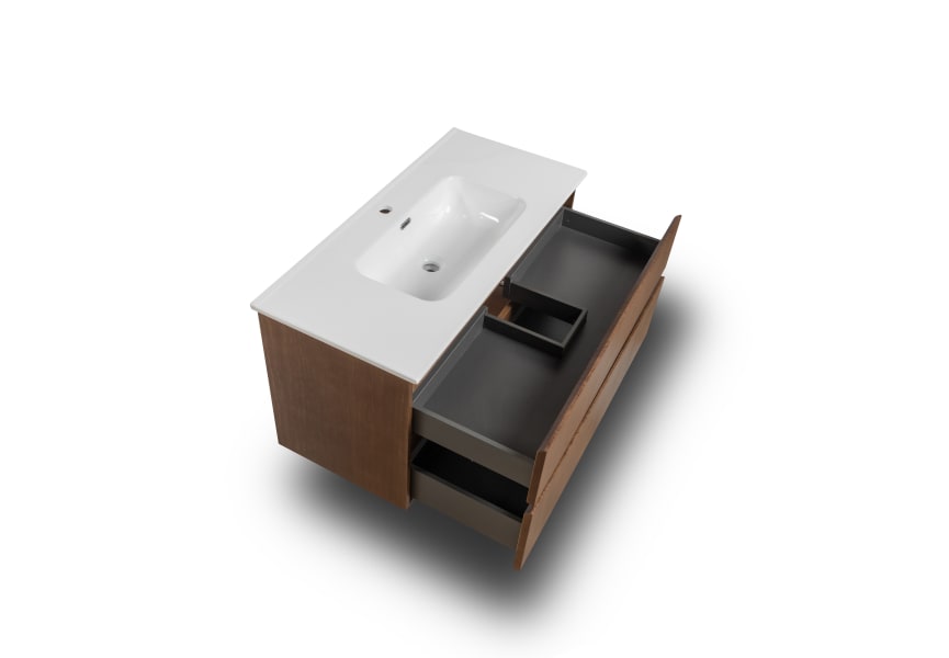 Ensemble de meuble de salle de bains en bois massif Alpes 17 Bruntec détail 4