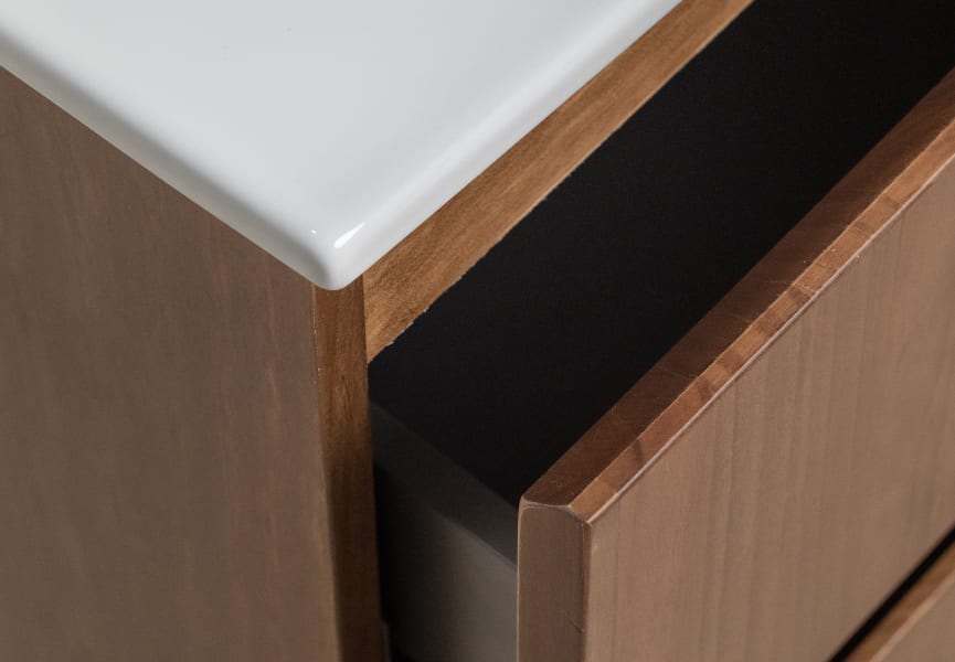 Ensemble de meuble de salle de bains en bois massif Alpes 17 Bruntec détail 5