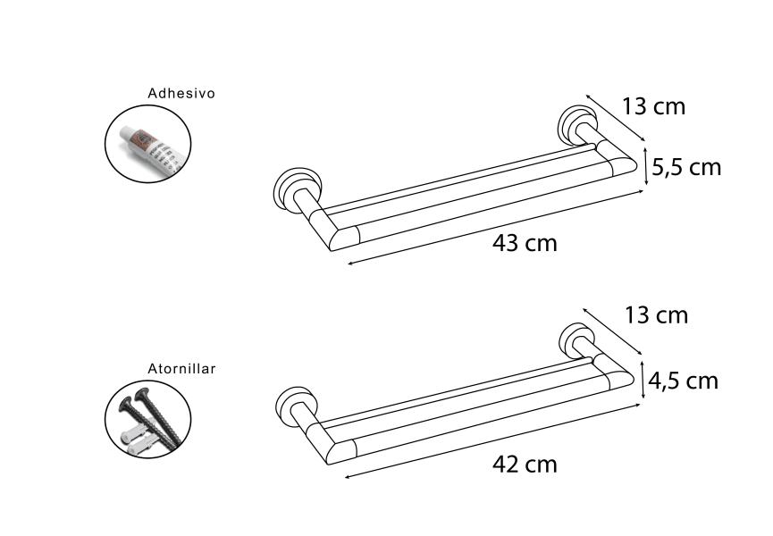 Porte-serviettes double Tau Mediterranea del baño croquis 1
