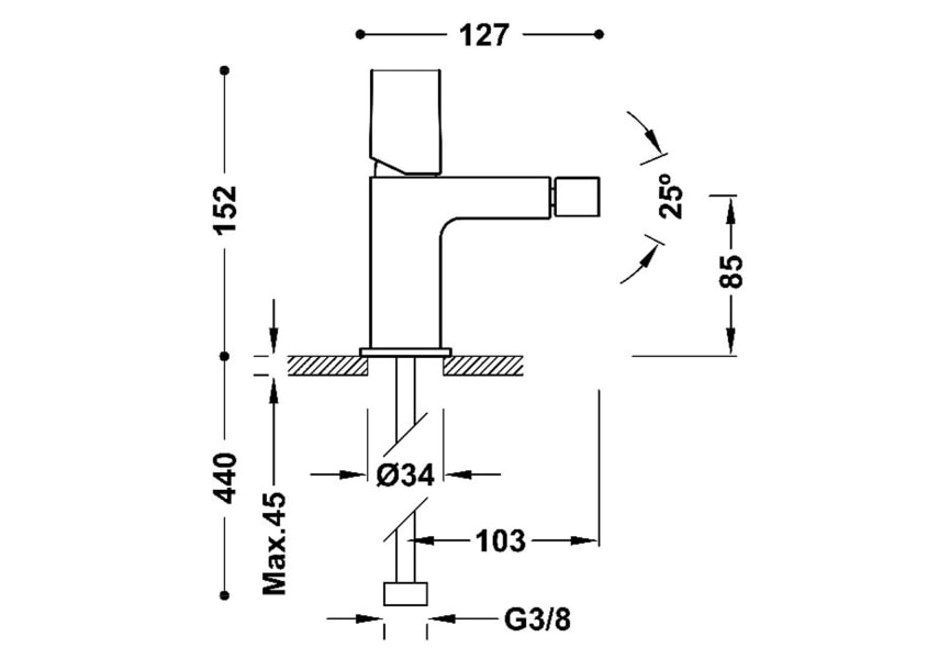 Robinet de bidet Project Tres croquis 4