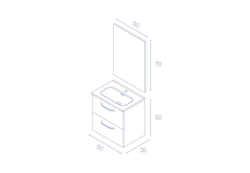 Hone Amizuva Ensemble complet de meubles de salle de bain à profondeur réduite de 35 cm croquis 14