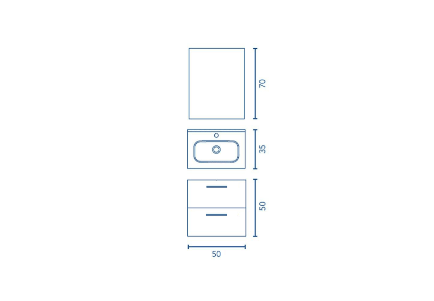 Hone Amizuva Ensemble complet de meubles de salle de bain à profondeur réduite de 35 cm croquis 13