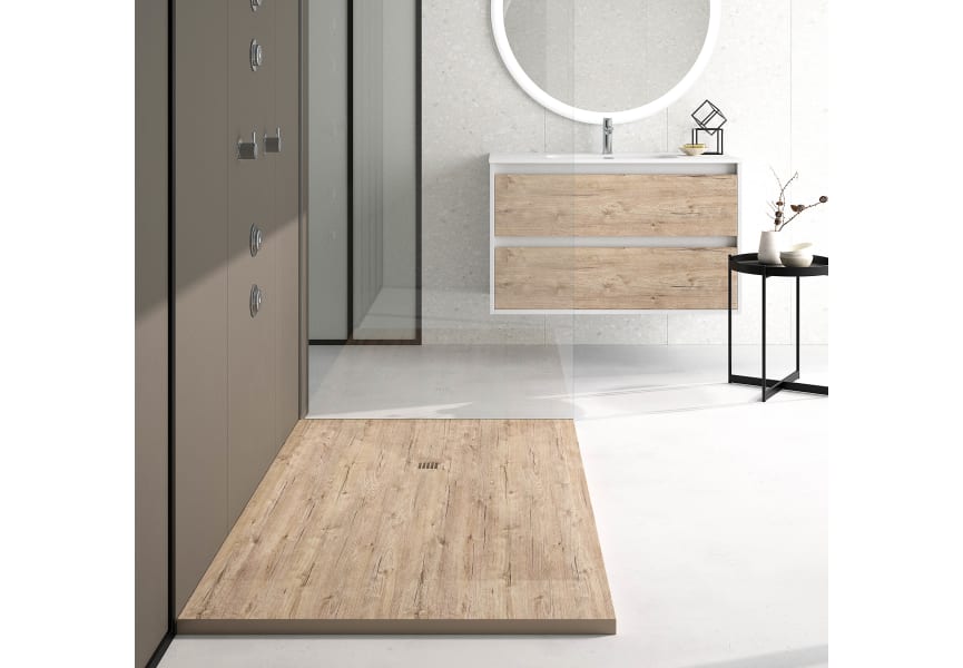 Receveurs de douche en résine décorés Stone 3D Madera Bruntec principal 4