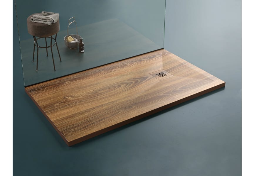 Receveurs de douche en résine décorés Stone 3D effet Bois Bruntec principal 1