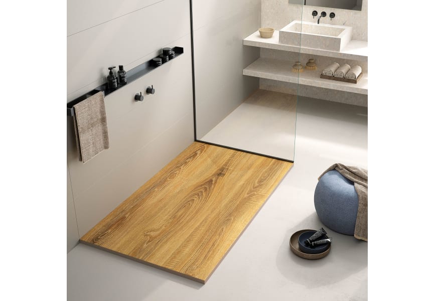 Receveurs de douche en résine décorés Stone 3D effet Bois Bruntec principal 0