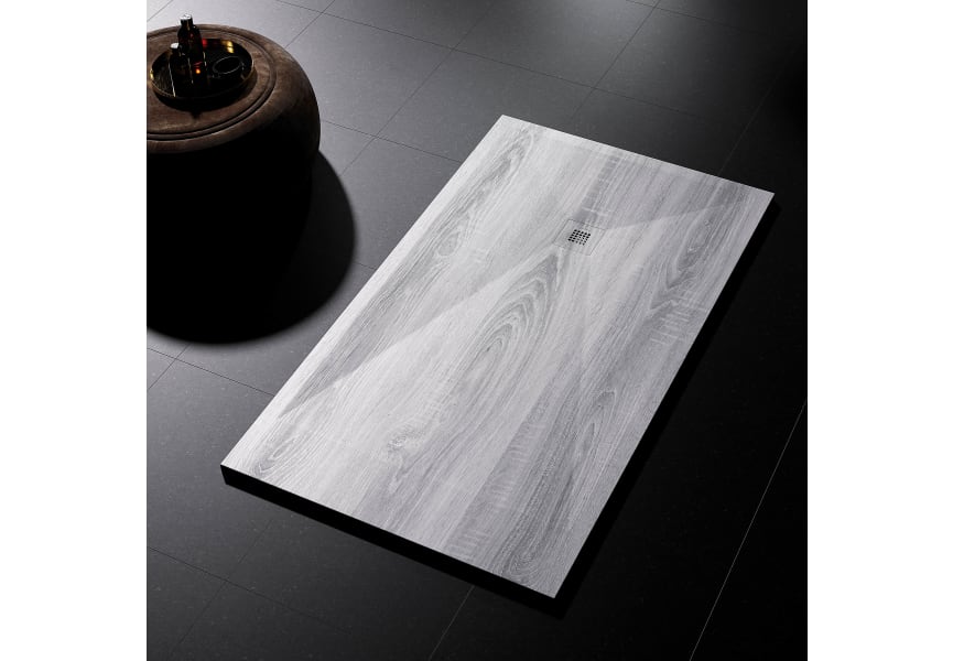 Receveurs de douche en résine décorés Stone 3D effet Bois Bruntec principal 3