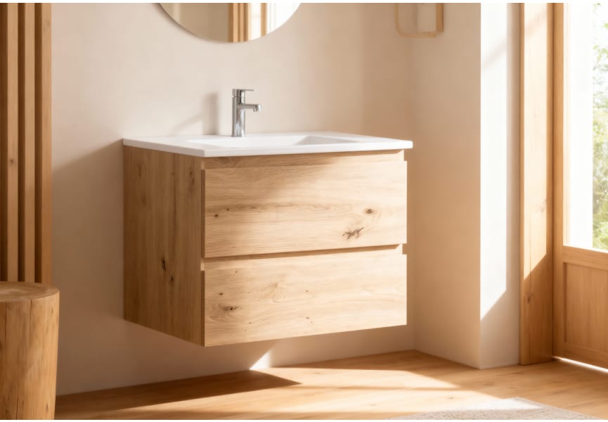 Ensemble de meuble de salle de bains Nivo Bruntec 2 tiroirs suspendu principal 0