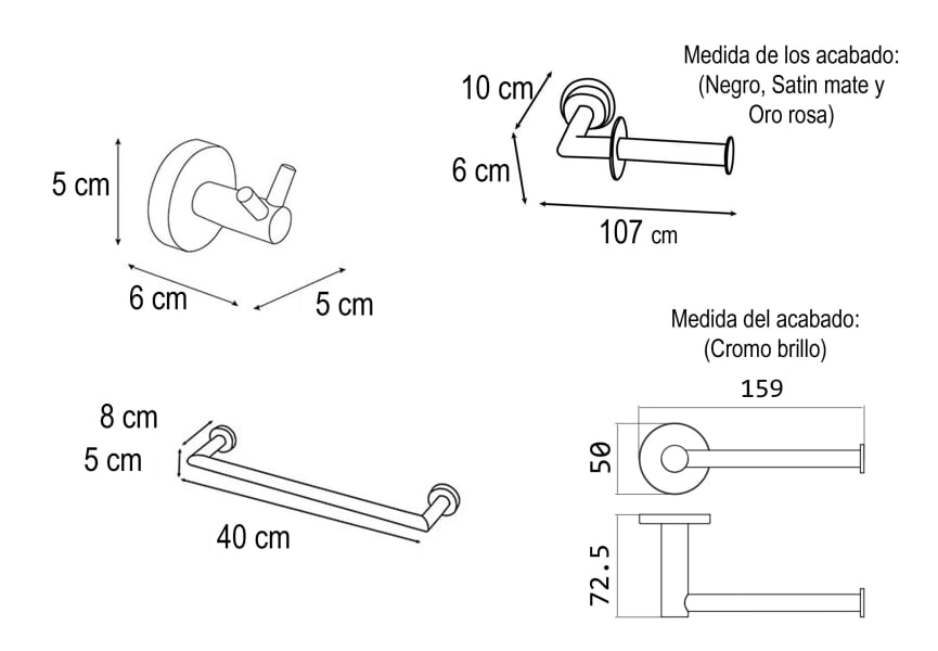 Ensemble d'accessoires de salle de bains Bahia Mediterranea del baño croquis 5