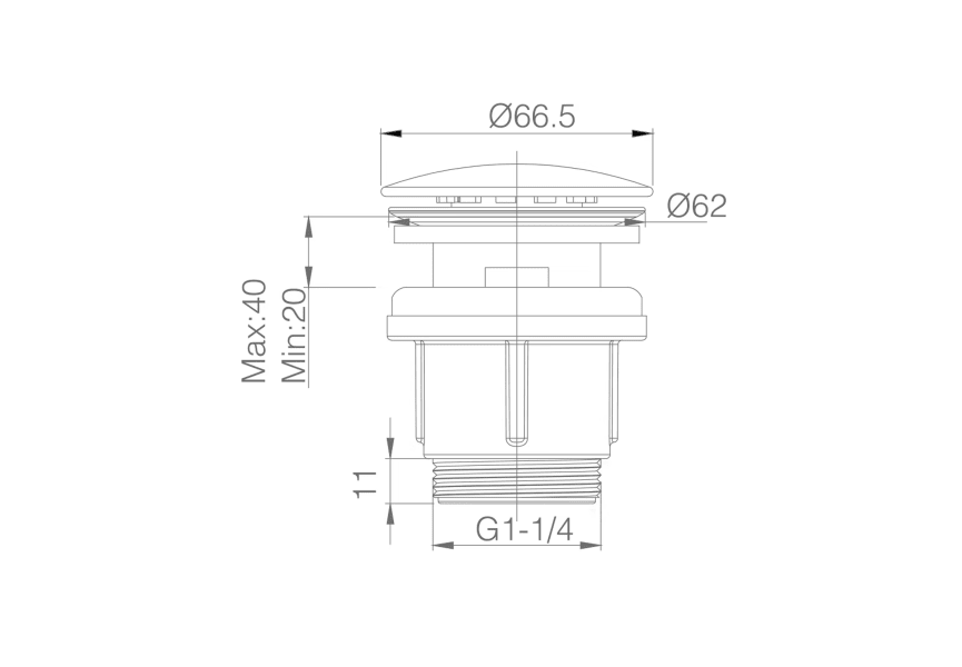 Bonde de lavabo click-clack en PVC Imex croquis 5