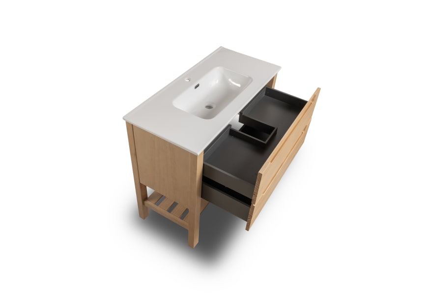 Ensemble de meubles de salle de bains en bois massif Laponia Bruntec détail 6