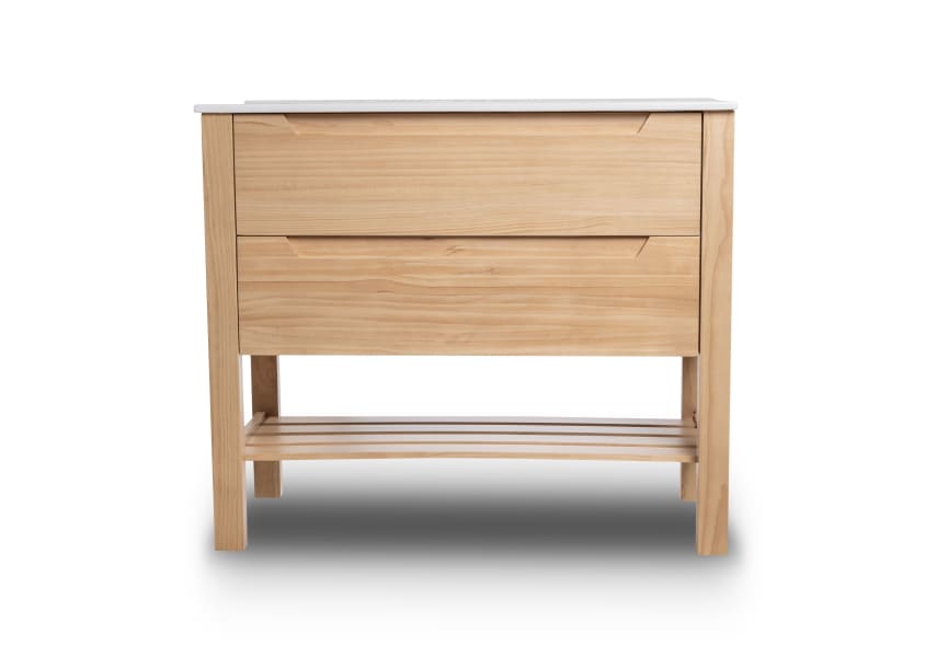 Ensemble de meubles de salle de bains en bois massif Laponia Bruntec détail 5