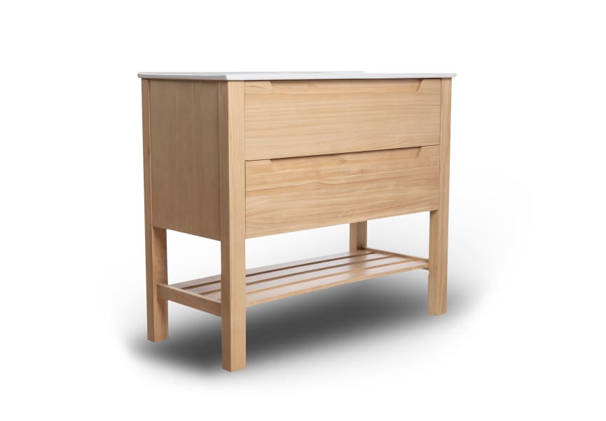 Ensemble de meubles de salle de bains en bois massif Laponia Bruntec détail 4