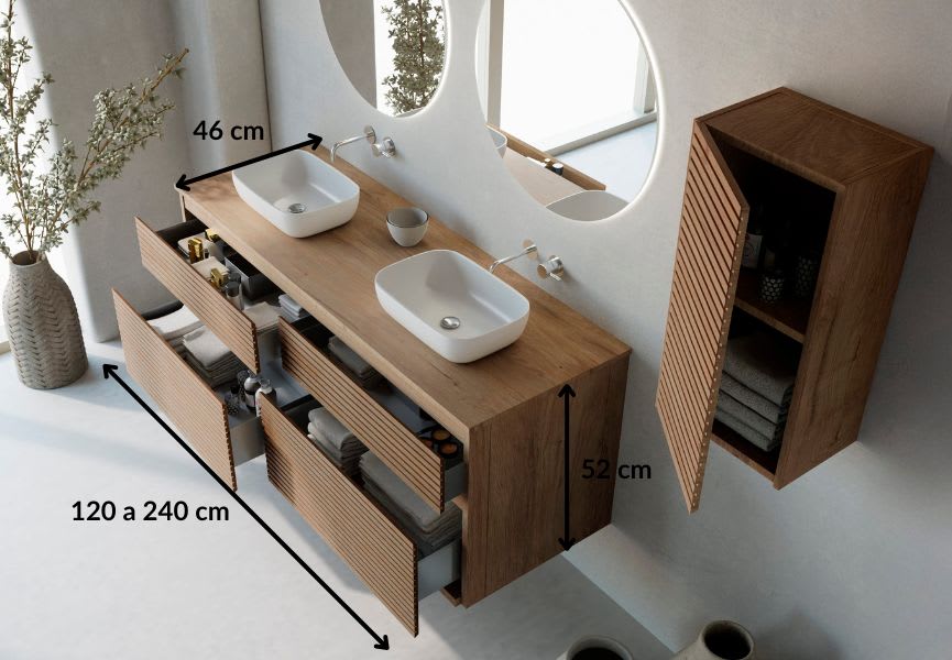 Meuble de salle de bains avec plan de toilette en bois Palilleria Horizontal Alpes 9 Bruntec croquis 4