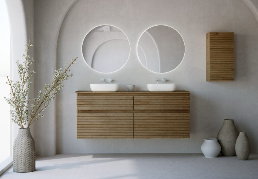 Meuble de salle de bains avec plan de toilette en bois Palilleria Horizontal Alpes 9 Bruntec principal 0