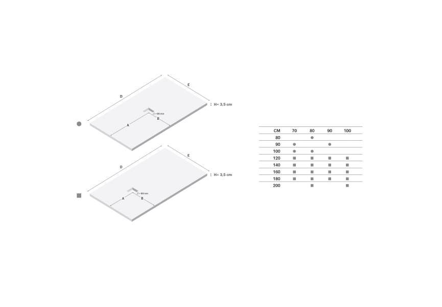 Receveur de douche en résine Piedra Doccia croquis 8