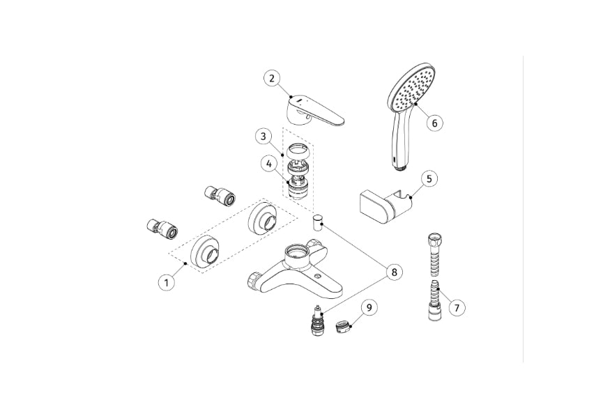 Robinet de baignoire encastré Flat Tres croquis 2