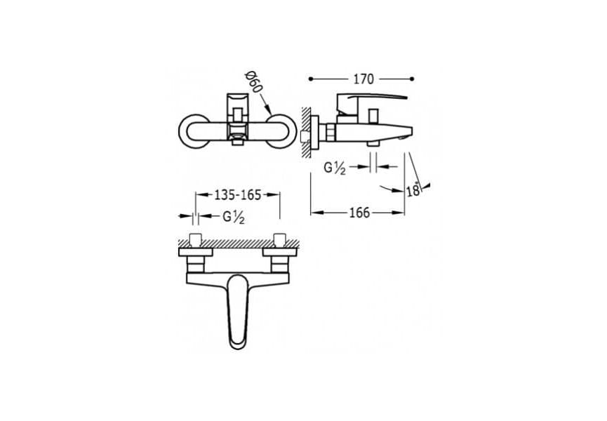 Robinet de baignoire encastré Flat Tres croquis 2