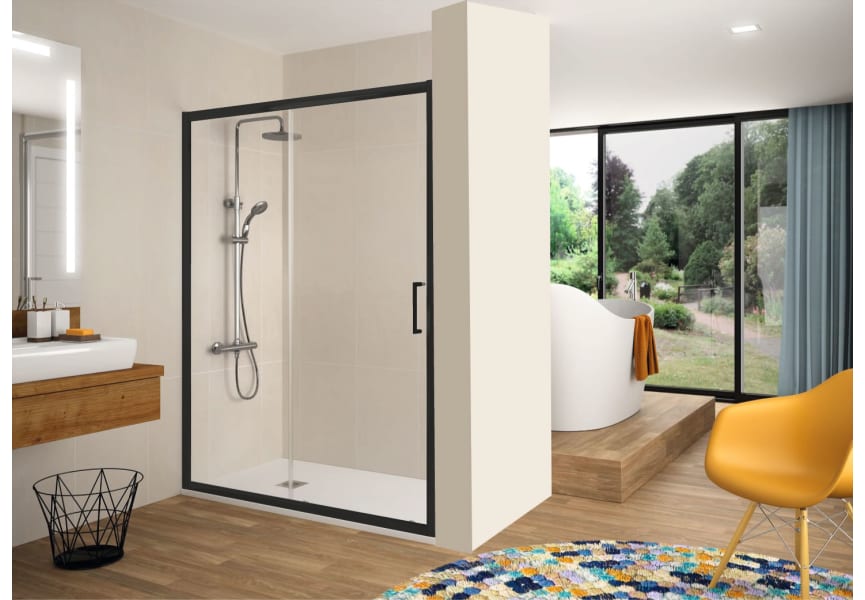 Paroi de douche Bella (BL607+BL602) Kassandra noir mat principal 0
