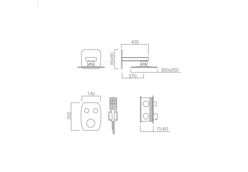 Ensemble de douche encastrée Hidra Imex croquis 9