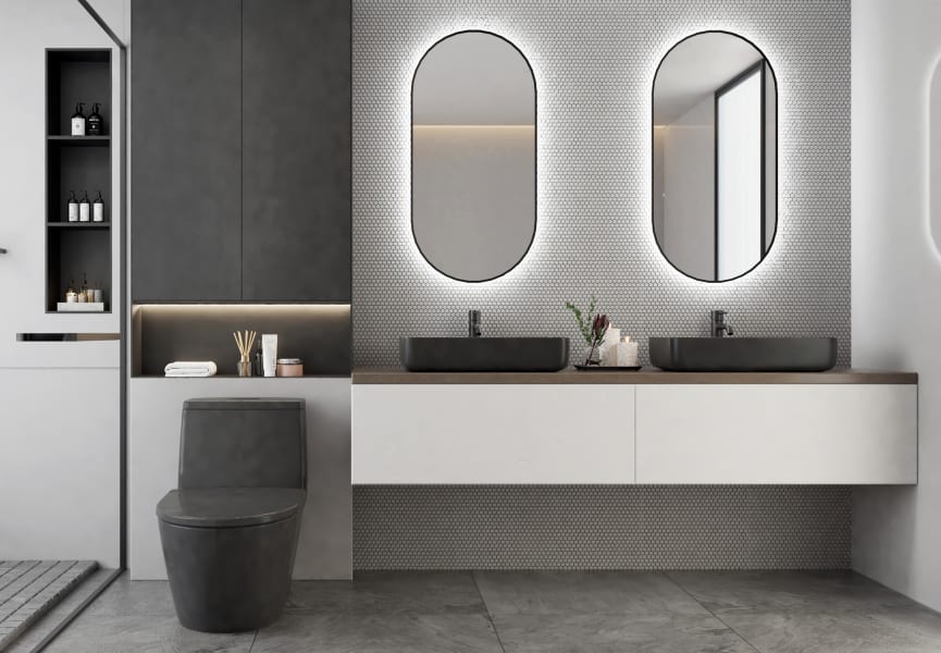 Miroir de salle de bains avec éclairage LED Portia Bruntec environnement 10