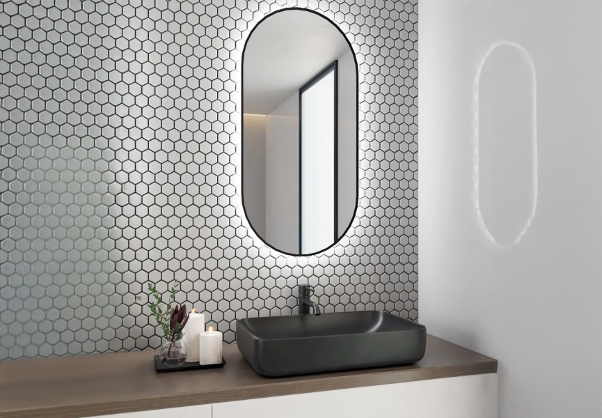 Miroir de salle de bains avec éclairage LED Portia Bruntec principal 1