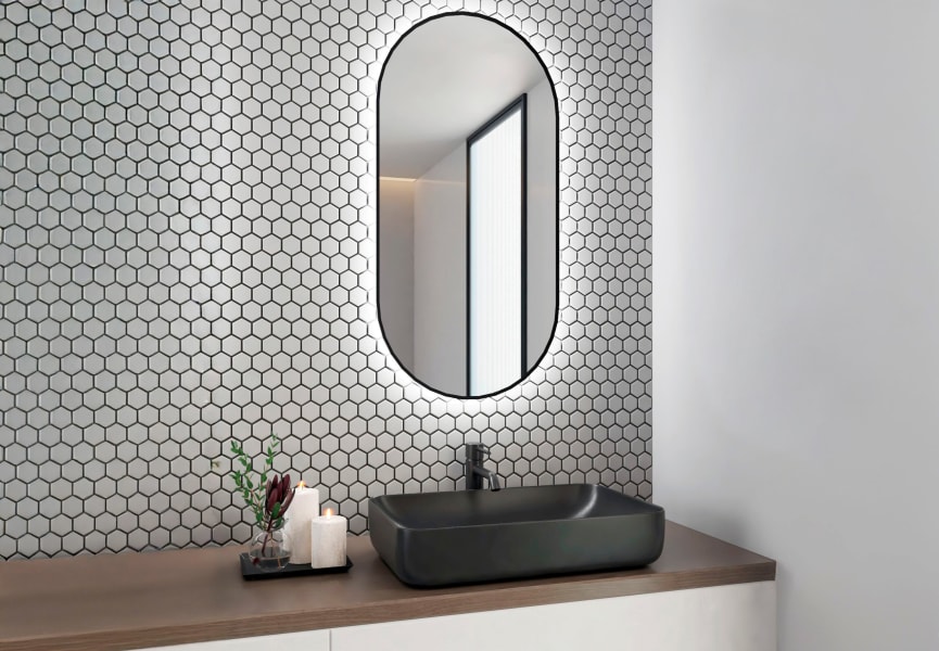 Miroir de salle de bains avec éclairage LED Portia Bruntec principal 0