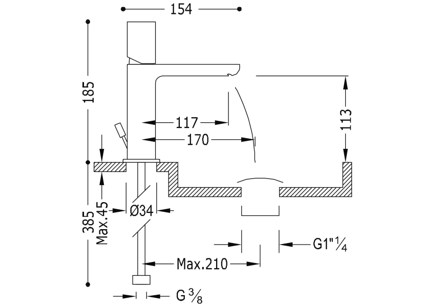 Robinet de lavabo Loft Tres croquis 2