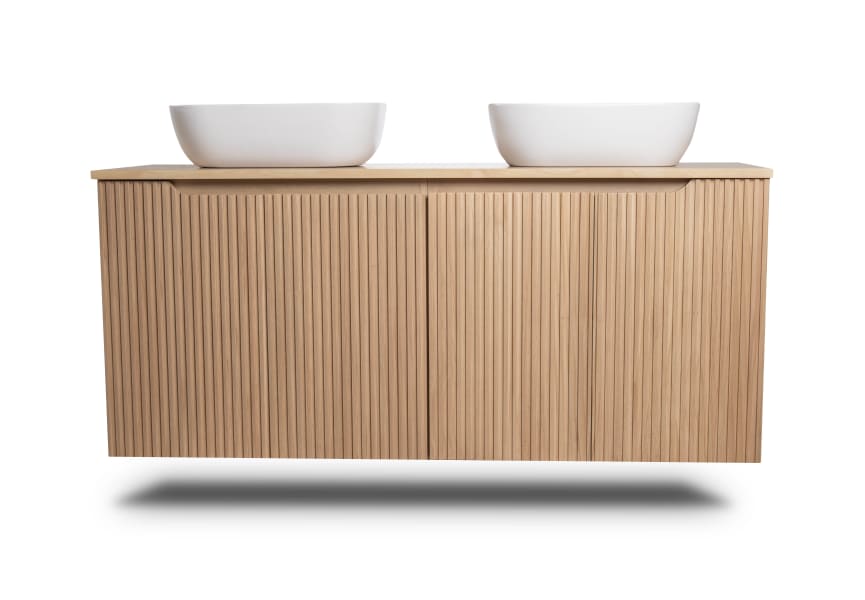 Meuble de salle de bains avec plan de toilette en bois massif Alpes 15 Bruntec détail 3