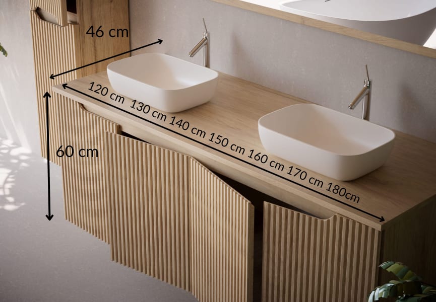 Meuble de salle de bains avec plan de toilette en bois massif Alpes 15 Bruntec croquis 4