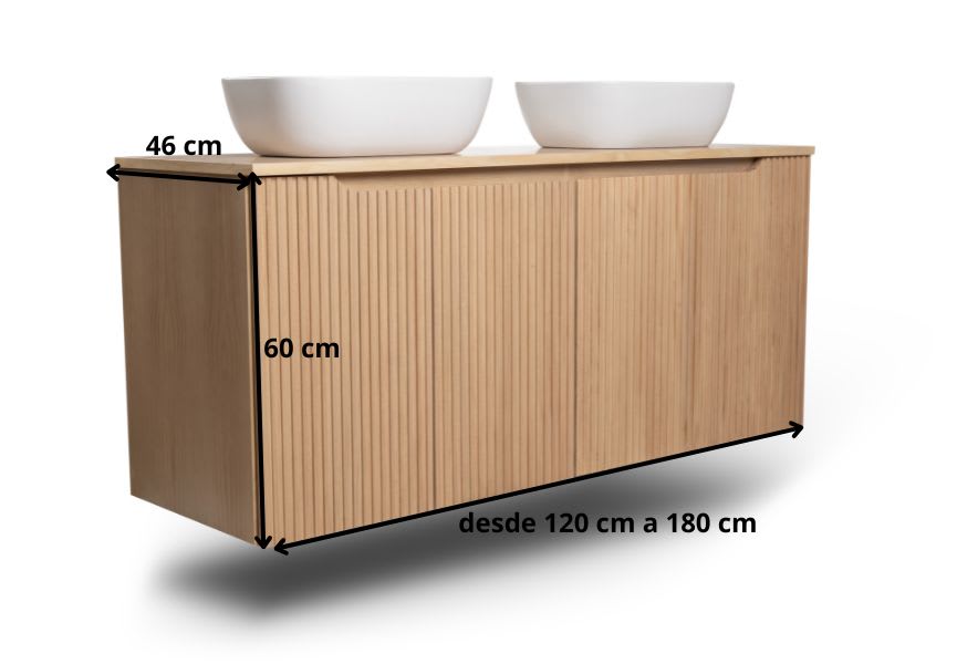 Meuble de salle de bains avec plan de toilette en bois massif Alpes 15 Bruntec croquis 8